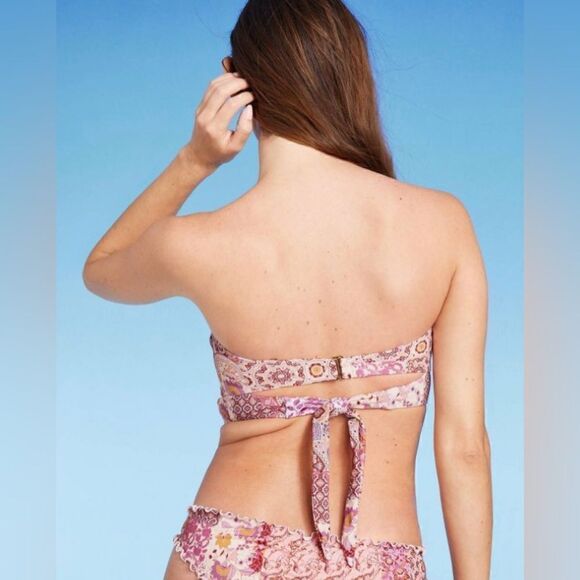 Shade & Shore Women's Hardware Cut Out Longline Bikini Top NWT 32B - Picture 2 of 10